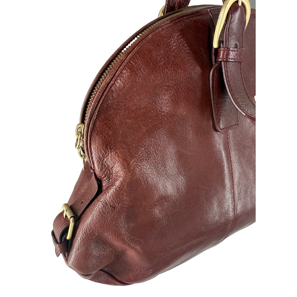 Latico Leathers Burgundy Leather Dome Shoulder Bag Gold Hardware Satchel Red - Picture 4 of 12
